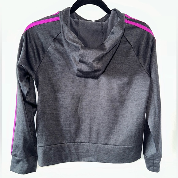 Adidas Zip Up Hooded Jacket Black with Pink Trim Youth XL 16 - Picture 2 of 6